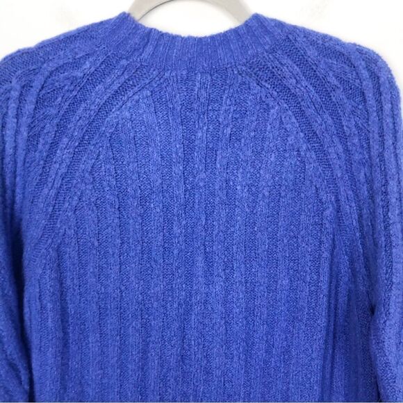 ANTHROPOLOGIE | MOTH Oversized High Low Button Front Blue Cardigan Women’s Small - Picture 9 of 11